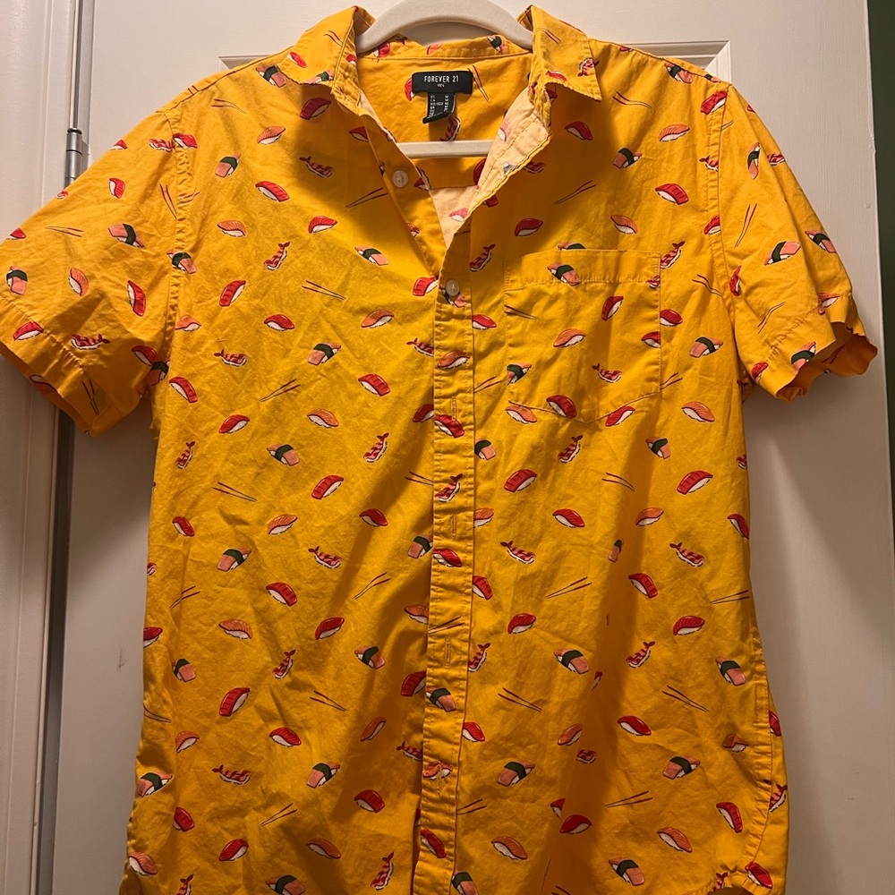 Mens Yellow Sushi Print Shirt